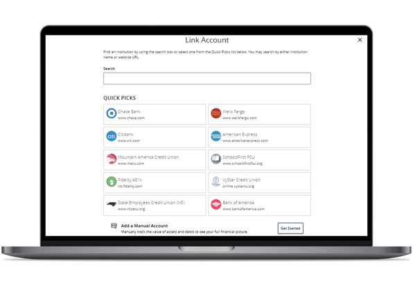 Laptop screen showing account linking options